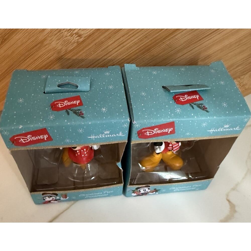 Hallmark Mickey & Minnie Mouse Christmas Ornaments Set of 2 Disney - Picture 6 of 8
